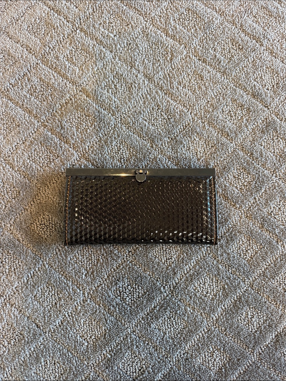 Sleek Black Patent Leather Wallet Clutch